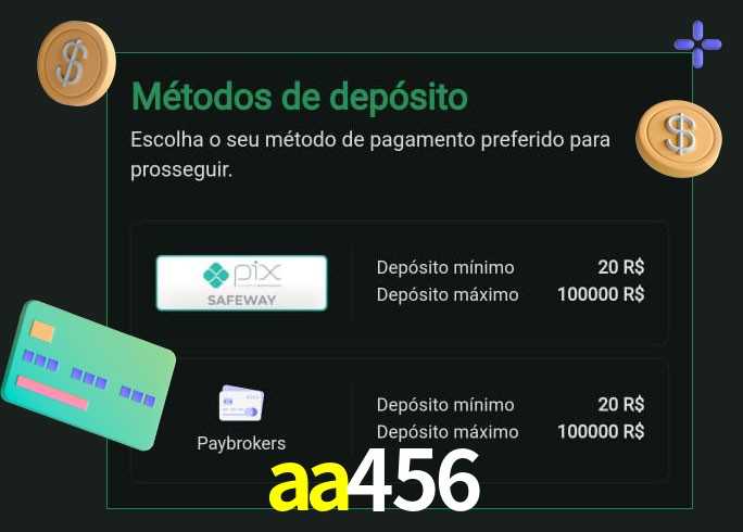 O cassino aa456 oferece uma grande variedade de métodos de pagamento